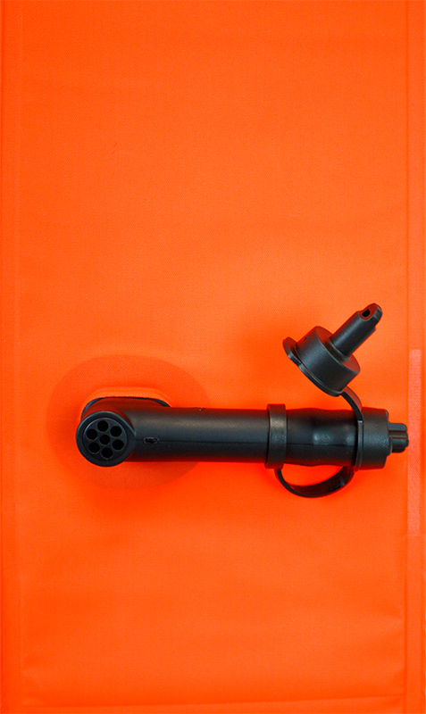 Diver's Alert Marker, Slim 6.0' Long (~1.80 Meter), Duck Valve w/ Open Bottom, No-Lock LP Connector w/ OPV (~12 kg lift)