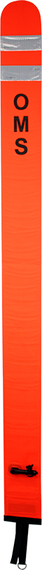 Diver's Alert Marker, Slim 6.0' Long (~1.80 Meter), Duck Valve w/ Open Bottom, No-Lock LP Connector w/ OPV (~12 kg lift)