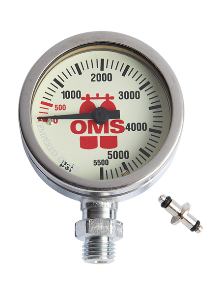 SPG 2 in (52 mm), mineral glass, nickel finishing, "OMS" 0-5500 PSI