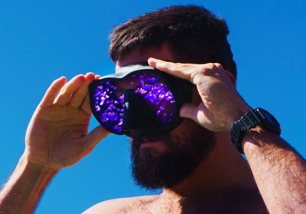 OMS Tattoo Mask - black with UV on diver - large