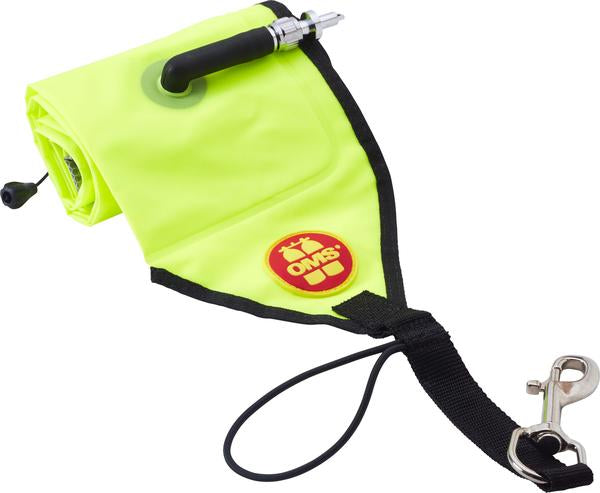 Diver's Alert Marker, Slim 6.0' Long (~1.80 Meter), Duck Valve w/ Open Bottom, No-Lock LP Connector w/ OPV (~12 kg lift)