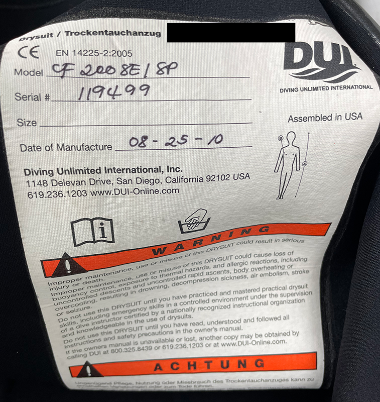 DUI Men's MD CF200SE Premium Drysuit TR7280